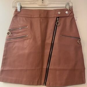 NUDE Mauve Mini Skirt with Zipper Accents